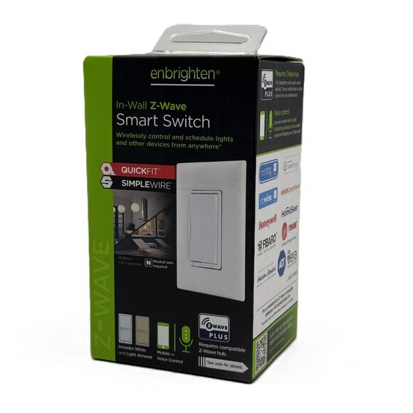 Enbrighten Other - Enbrighten (Jasco) In-Wall Z-Wave Smart Paddle Switch ZW4008 - White/Almond
